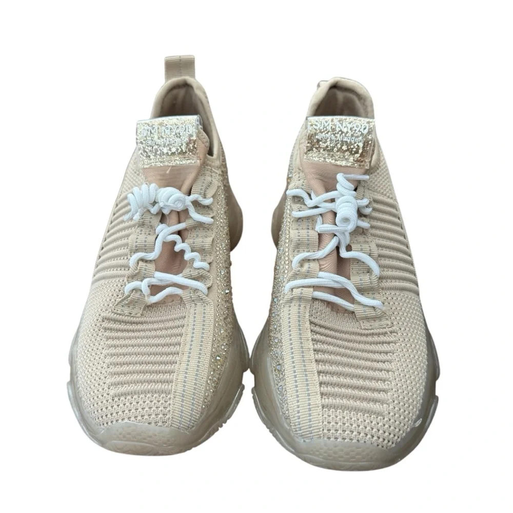 Steve Madden Jmaxima Blush Multi Jeweled Tan Bedazzled SM NY90 Sneakers Size 4M